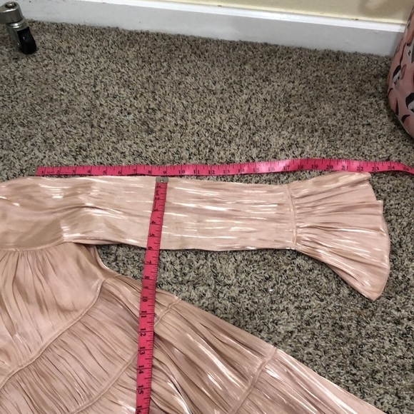 NWT Cinq a Sept Nina Maxi Dress Size 2 Iridescent Blush Pink Tiered Bell Sleeve - Picture 11 of 12